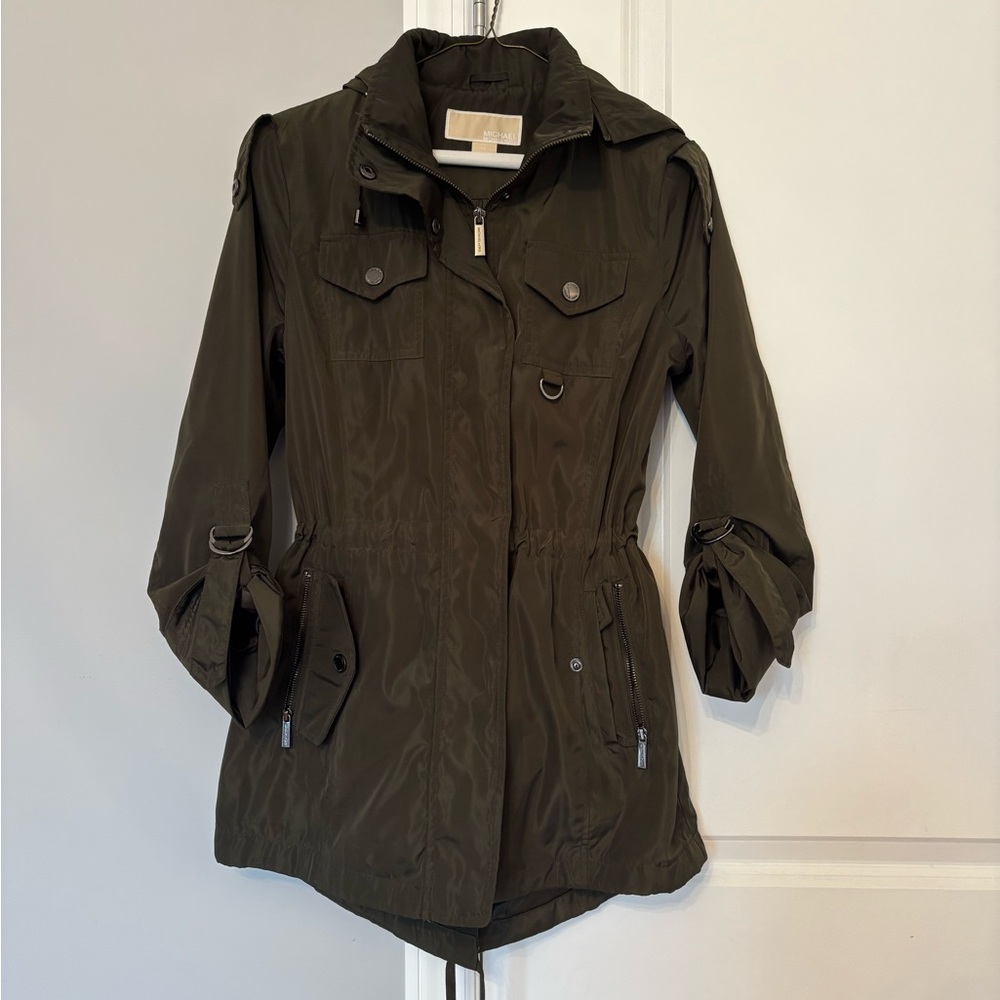 Michael Kors Olive Green Utility Jacket with Hood